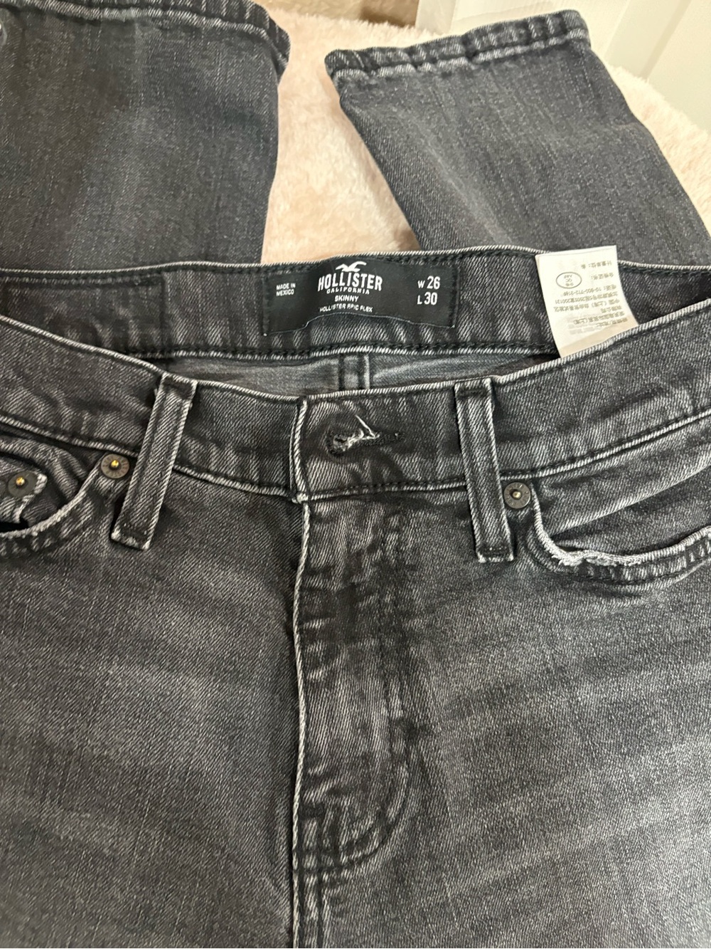 Hollister Men's Black-Gray Skinny Jeans
